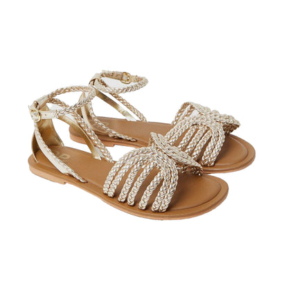 Gold - Front - Dorothy Perkins Womens-Ladies Jillian Plaited Leather Wide Sandals