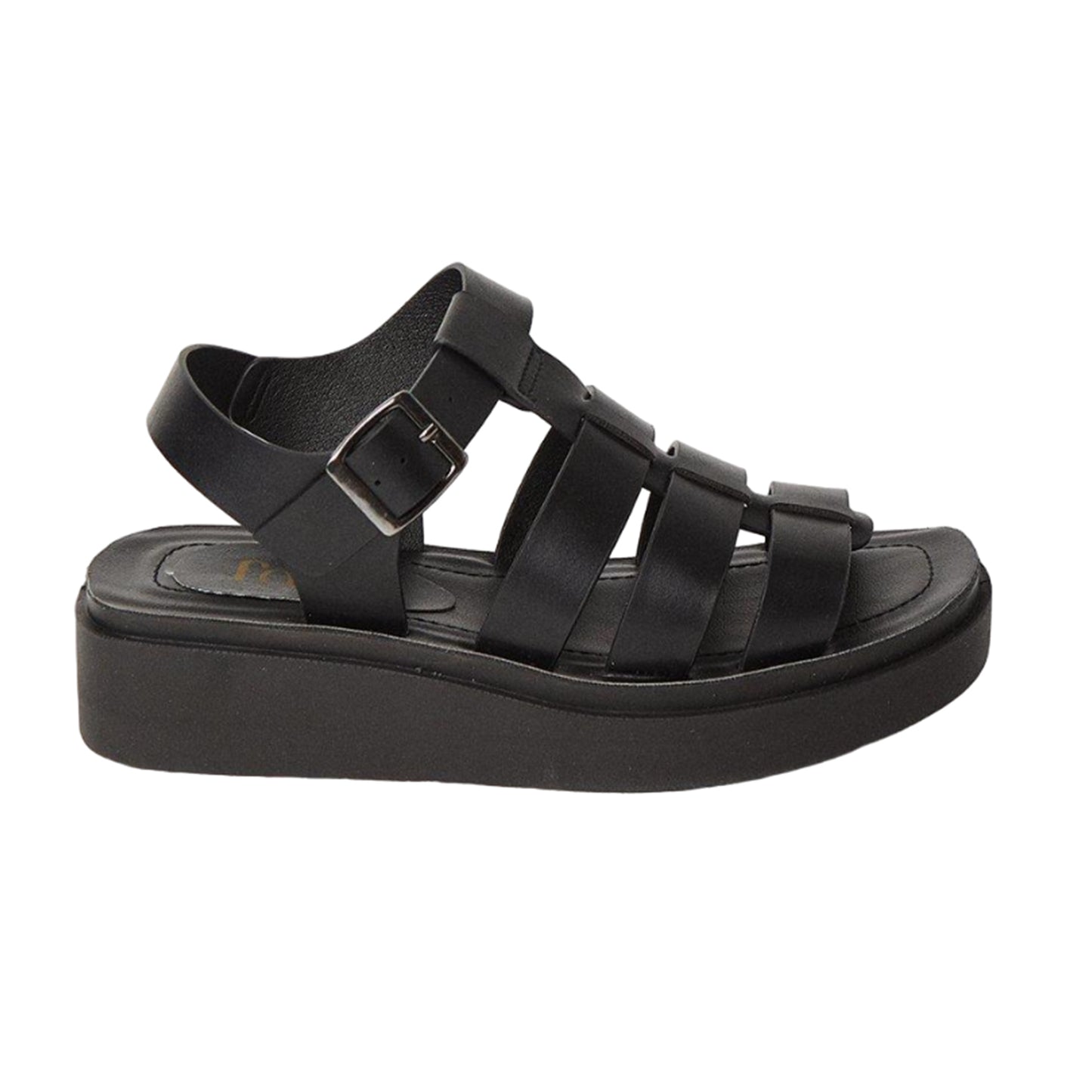 Black - Back - Faith Womens-Ladies Multi Strap Chunky Heel Sandals
