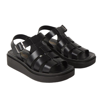 Black - Front - Faith Womens-Ladies Multi Strap Chunky Heel Sandals