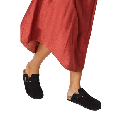 Black - Side - Faith Womens-Ladies Habba Cork-Effect Closed Toe Mules
