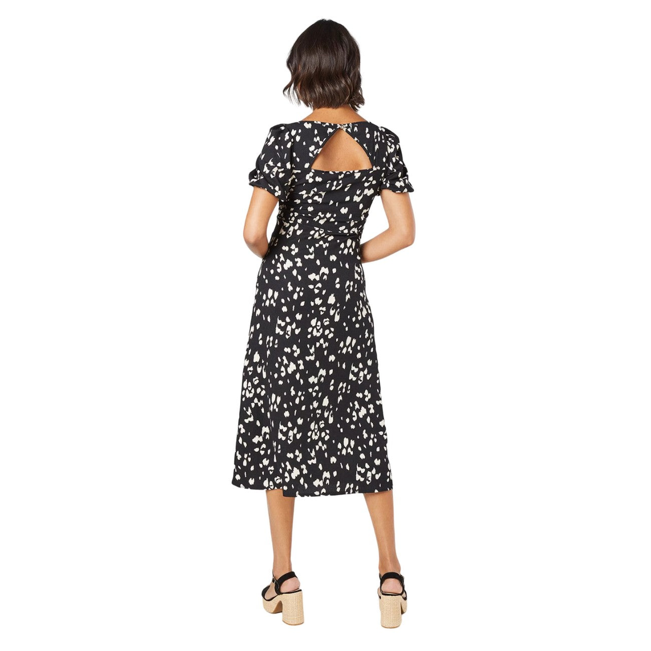Black - Back - Dorothy Perkins Womens-Ladies Textured Cut-Out Back Midi Dress
