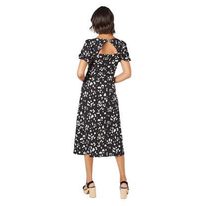 Black - Back - Dorothy Perkins Womens-Ladies Textured Cut-Out Back Midi Dress