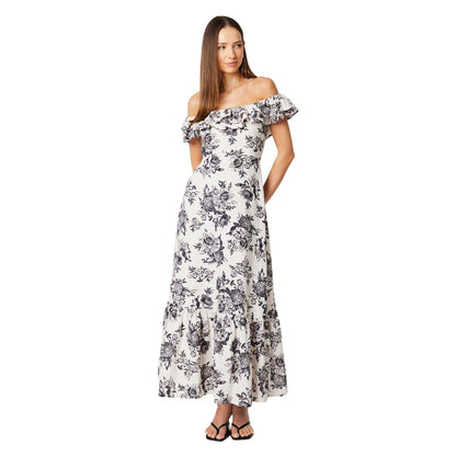 Ivory - Front - Dorothy Perkins Womens-Ladies Floral Frill Midi Dress