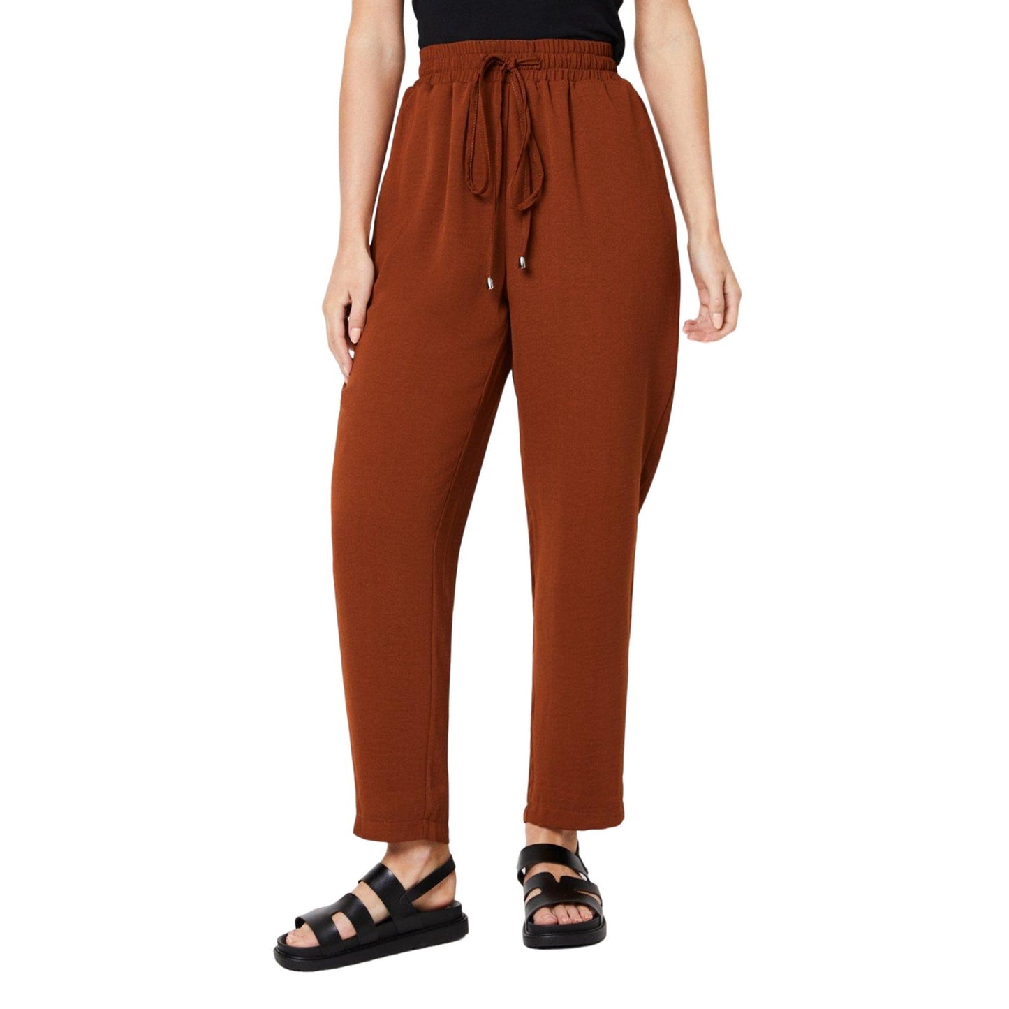 Chocolate - Front - Dorothy Perkins Womens-Ladies Textured Petite Slim Jogging Bottoms