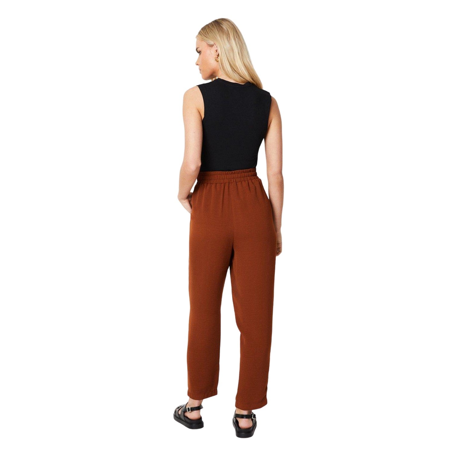 Chocolate - Back - Dorothy Perkins Womens-Ladies Textured Petite Slim Jogging Bottoms
