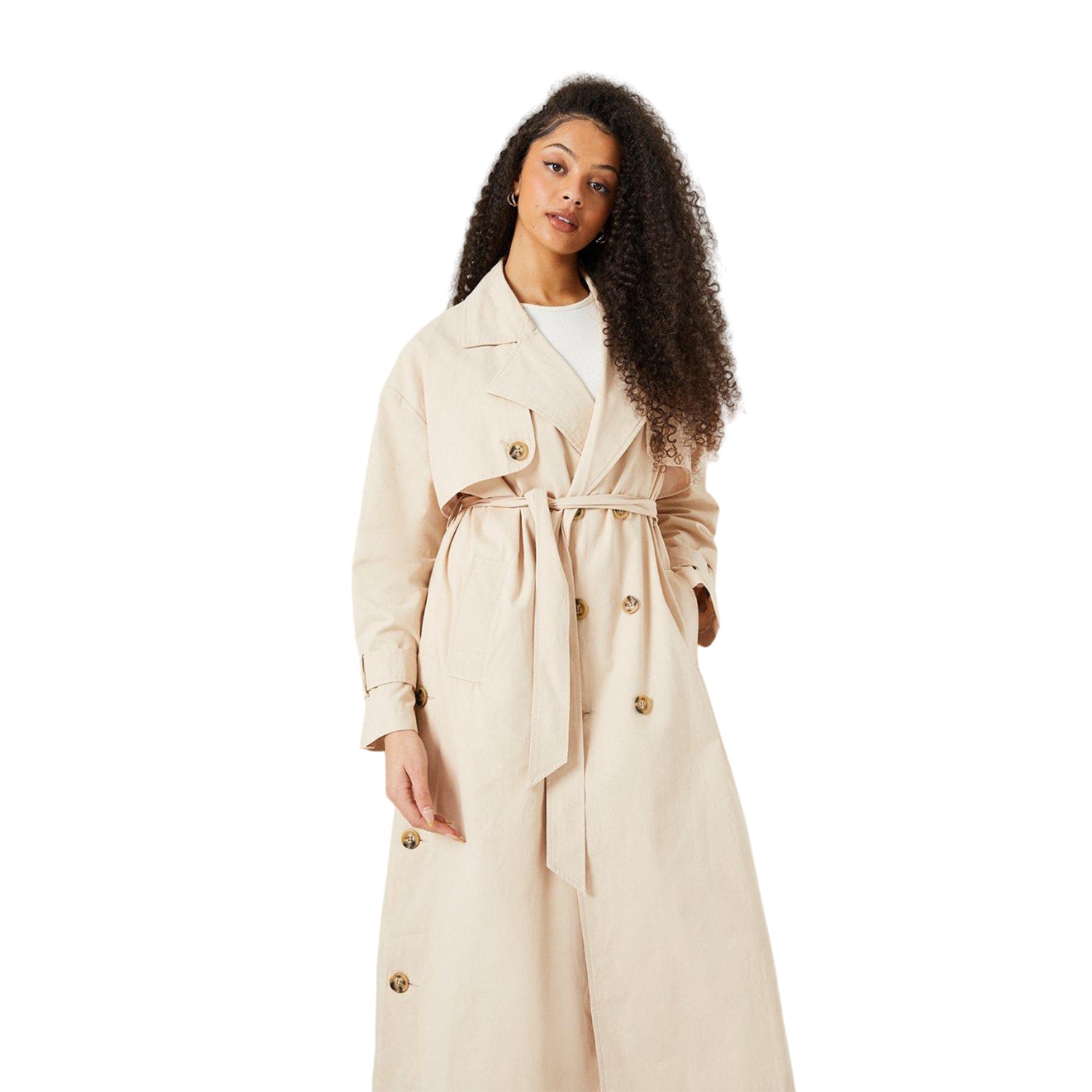 Cream - Side - Dorothy Perkins Womens-Ladies Tall Trench Coat