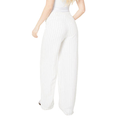 White - Back - Dorothy Perkins Womens-Ladies Linen-Look Striped Trousers