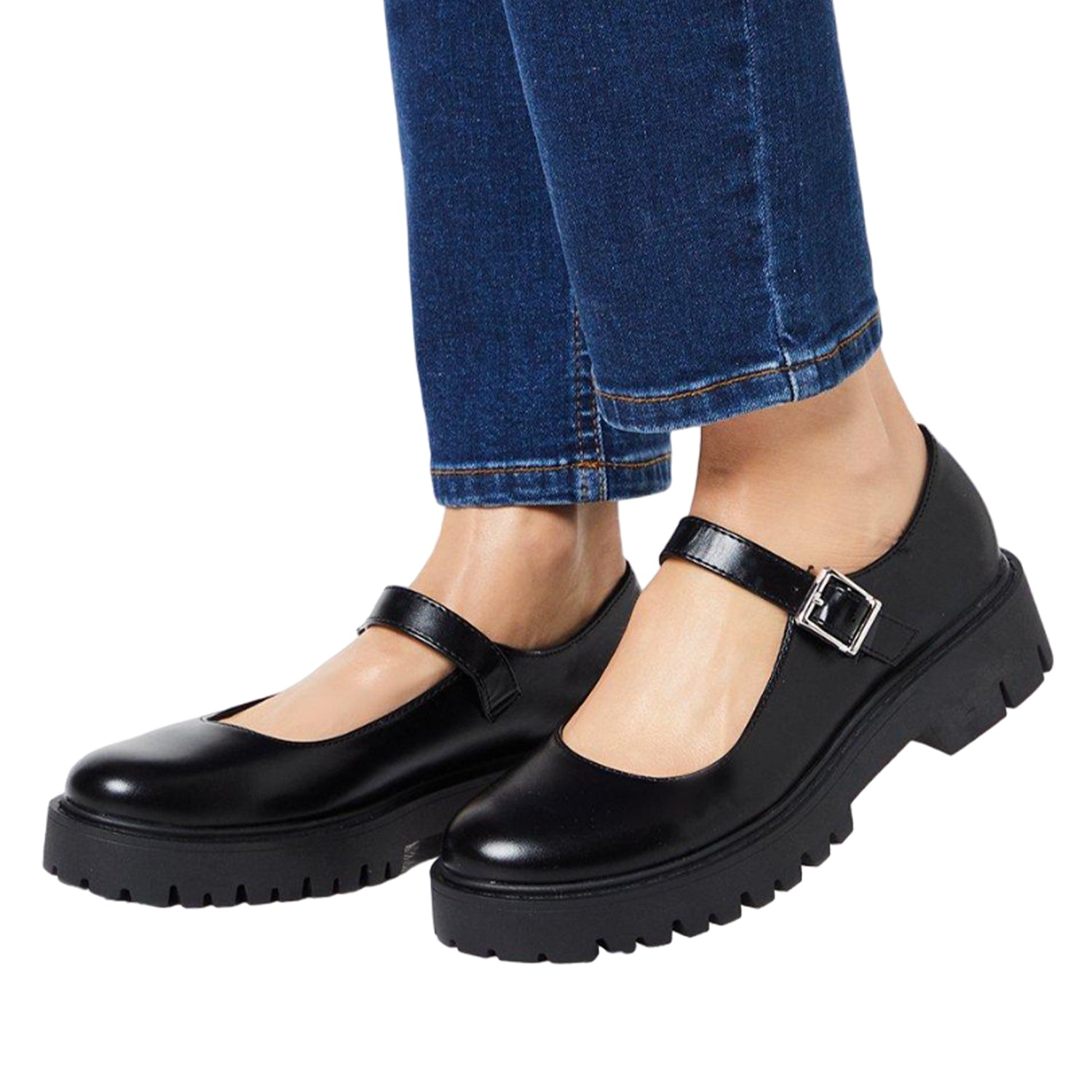 Black - Front - Faith Womens-Ladies Naevia Chunky Mary Janes