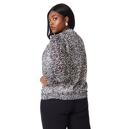 Monochrome - Back - Dorothy Perkins Womens-Ladies Abstract Chiffon Shirred Hem Plus Top