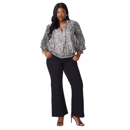 Monochrome - Side - Dorothy Perkins Womens-Ladies Abstract Chiffon Shirred Hem Plus Top