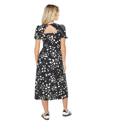 Black - Back - Dorothy Perkins Womens-Ladies Heart Textured Petite Midi Dress