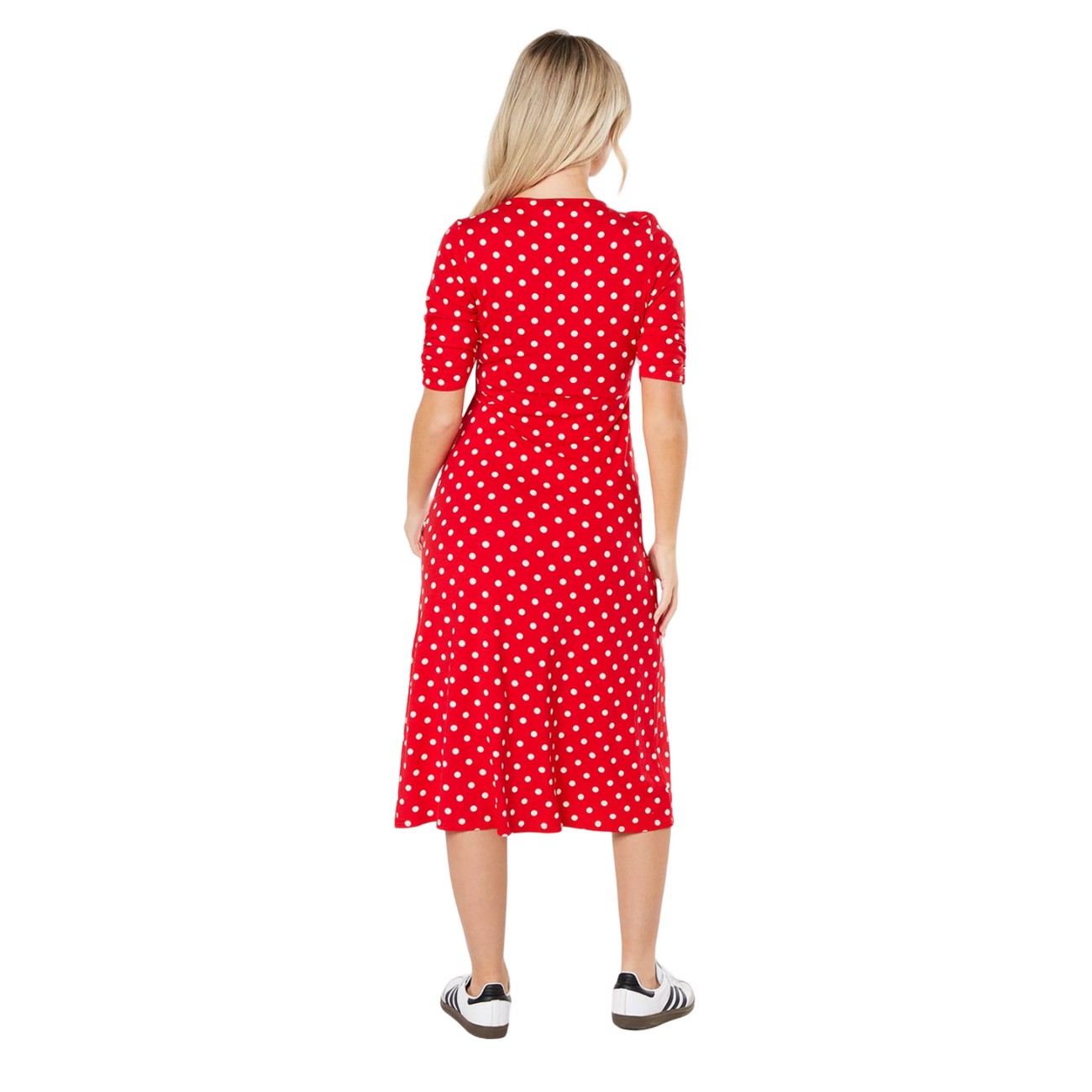 Red - Back - Dorothy Perkins Womens-Ladies Spotted Wrap Petite Midi Dress