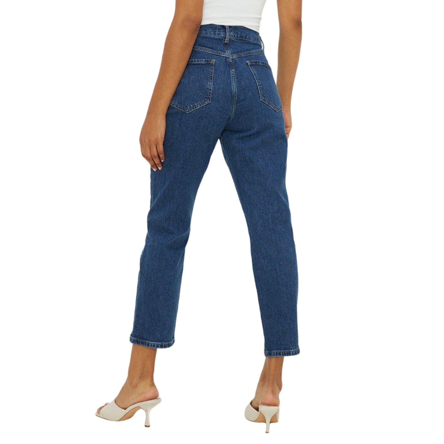 Dark Wash - Back - Dorothy Perkins Womens-Ladies Stretch Cropped Straight Jeans