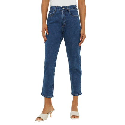 Dark Wash - Front - Dorothy Perkins Womens-Ladies Stretch Cropped Straight Jeans