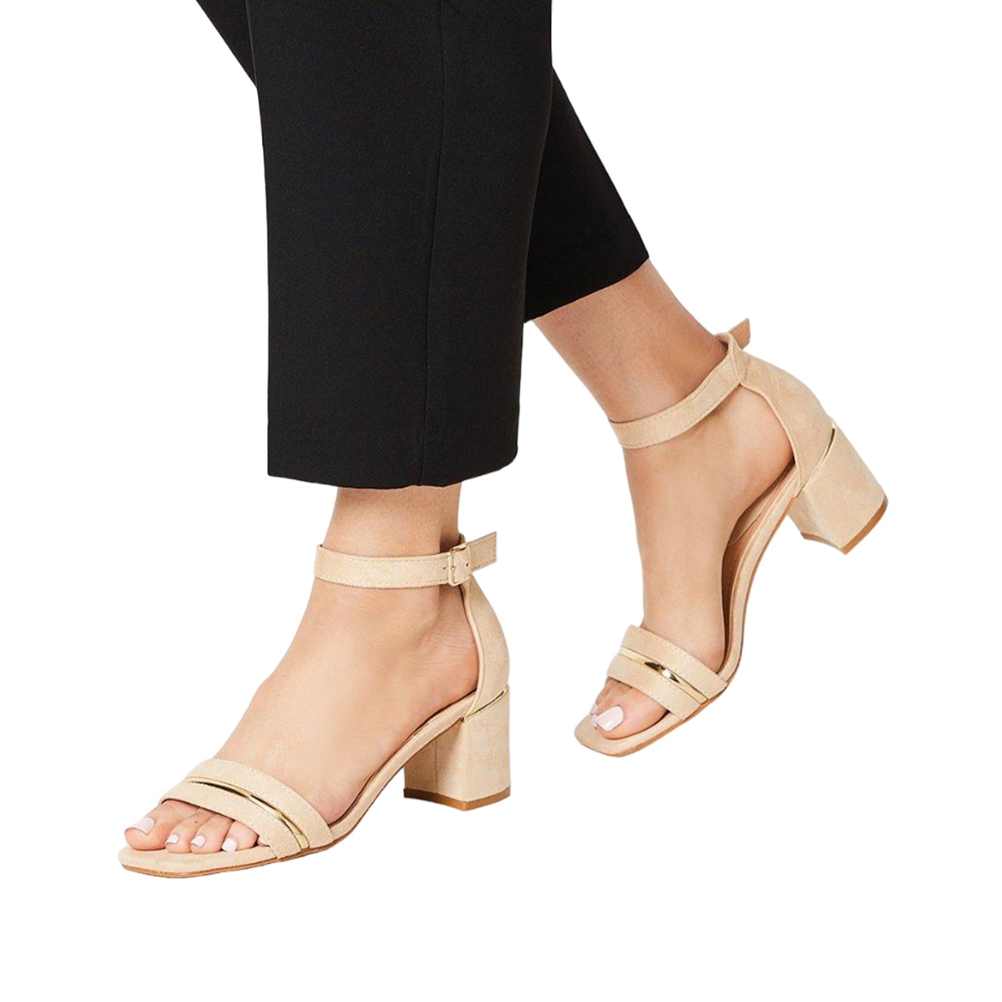Beige - Side - Dorothy Perkins Womens-Ladies Sicily Block Heel Sandals