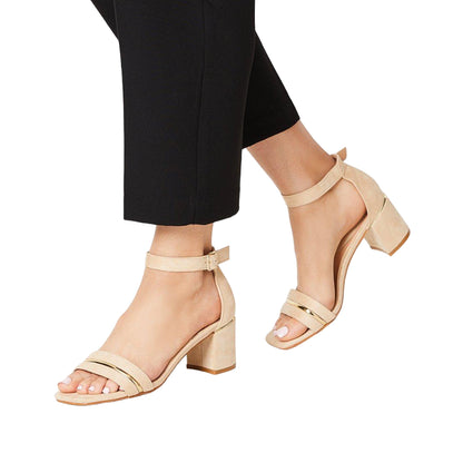 Beige - Side - Dorothy Perkins Womens-Ladies Sicily Block Heel Sandals