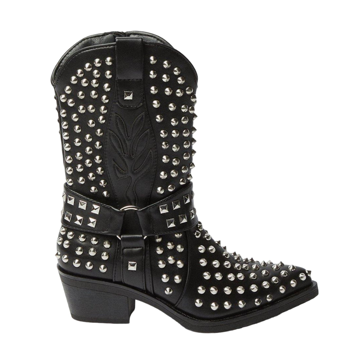 Black - Back - Faith Womens-Ladies Mackenzie Western Studded Calf Boots