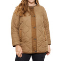 Chocolate - Front - Dorothy Perkins Womens-Ladies Contrast Collarless Plus Padded Jacket