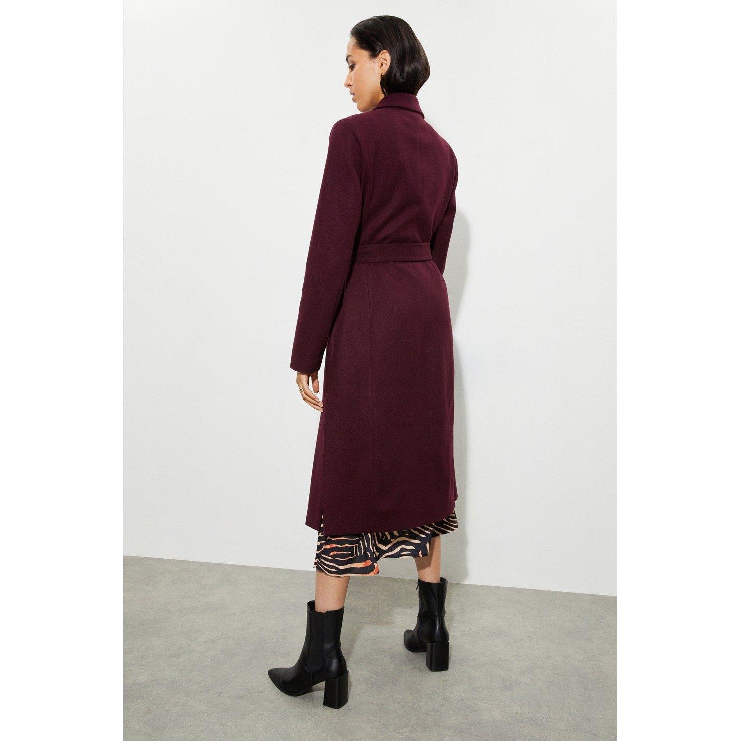 Berry - Back - Dorothy Perkins Womens-Ladies Longline Wrap Tall Coat