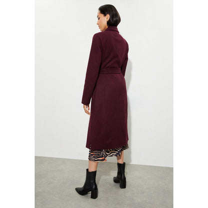 Berry - Back - Dorothy Perkins Womens-Ladies Longline Wrap Tall Coat