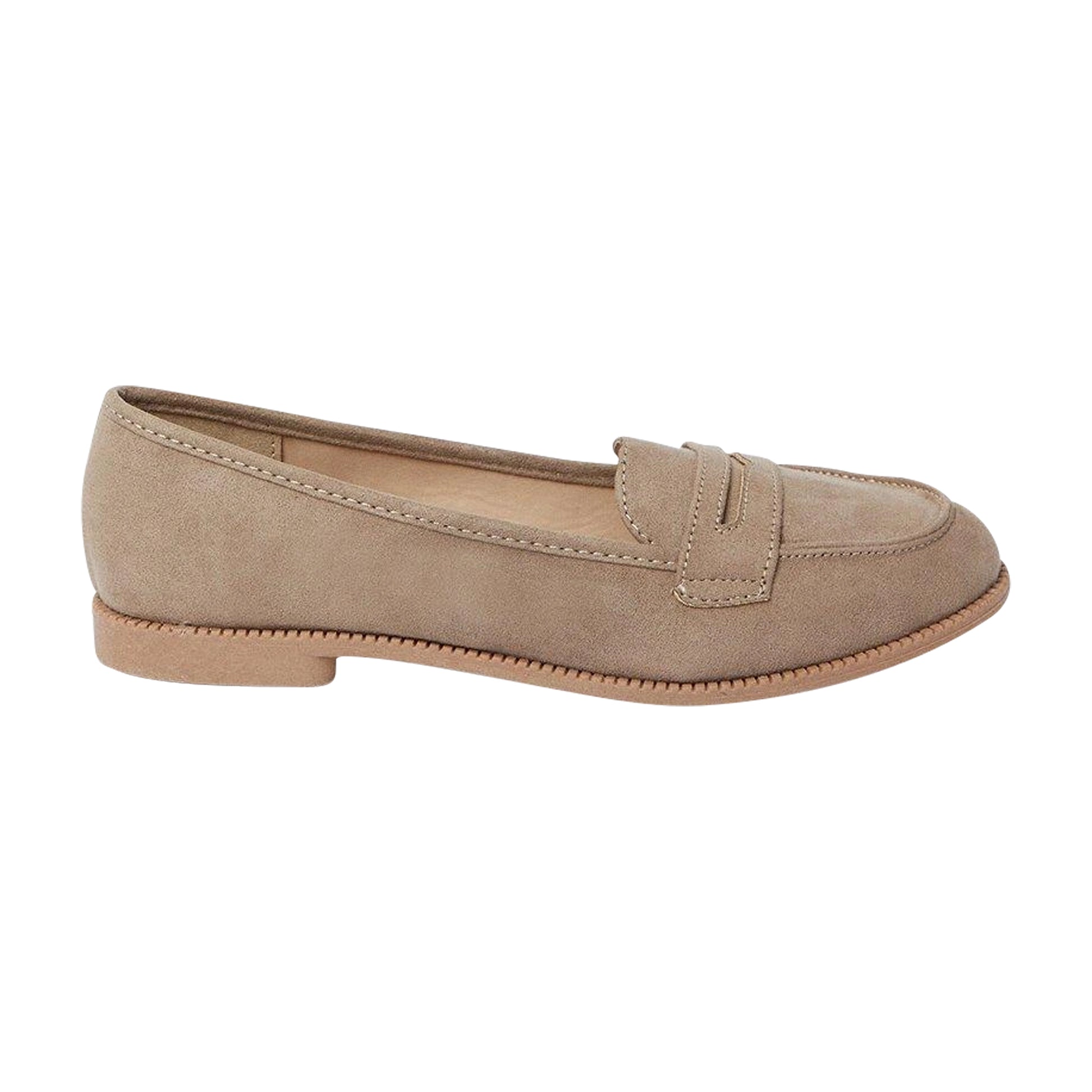Taupe - Front - Dorothy Perkins Womens-Ladies Lara Penny Wide Loafers