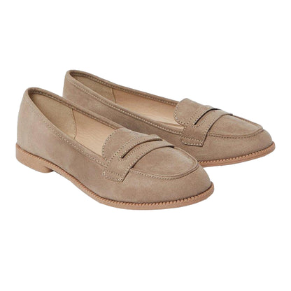 Taupe - Back - Dorothy Perkins Womens-Ladies Lara Penny Wide Loafers