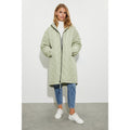 Sage - Close up - Dorothy Perkins Womens-Ladies Diamond Quilted Hooded Oversized Coat