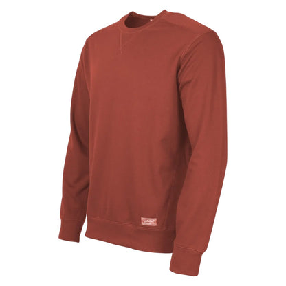 Maroon - Side - Eddie Bauer Mens Camp Fleece Crew Neck Long-Sleeved Sweatshirt