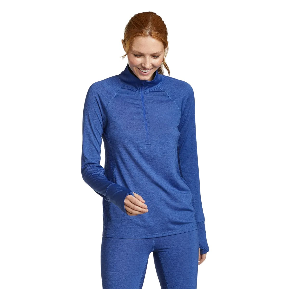 Bluebell - Side - Eddie Bauer Womens-Ladies Resolution Ascent Quarter Zip Long-Sleeved Midlayer