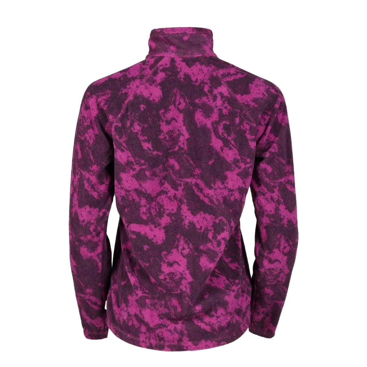 Deep Magenta - Back - Eddie Bauer Womens-Ladies Fast Marble Effect Quarter Zip Raglan Fleece Top