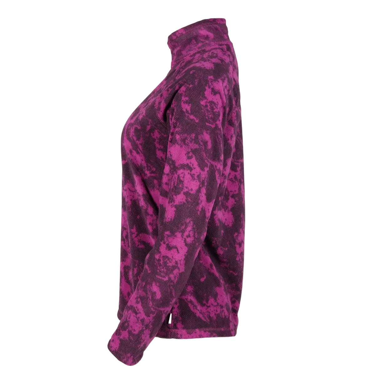 Deep Magenta - Side - Eddie Bauer Womens-Ladies Fast Marble Effect Quarter Zip Raglan Fleece Top