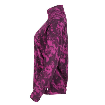 Deep Magenta - Side - Eddie Bauer Womens-Ladies Fast Marble Effect Quarter Zip Raglan Fleece Top