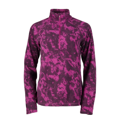 Deep Magenta - Front - Eddie Bauer Womens-Ladies Fast Marble Effect Quarter Zip Raglan Fleece Top