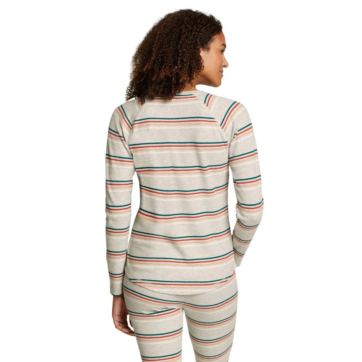 Light Grey Heather - Back - Eddie Bauer Womens-Ladies Stines Striped Crew Neck Thermal Top