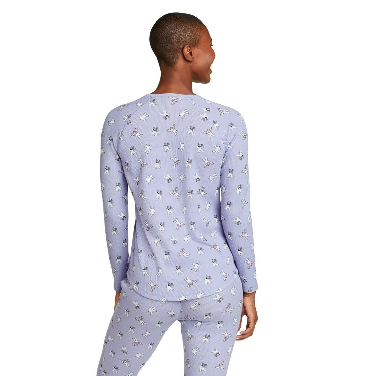 Hyacinth - Back - Eddie Bauer Womens-Ladies Stines All-Over Print Thermal Pyjama Top
