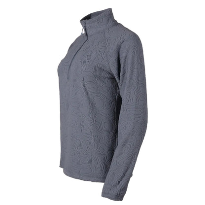 Chambray Blue - Side - Eddie Bauer Womens-Ladies Quest Quarter Zip Raglan Fleece Top