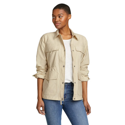Ecru - Side - Eddie Bauer Womens-Ladies Trekking Shirt Jacket