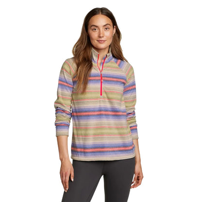 Pale Lavender - Front - Eddie Bauer Womens-Ladies Quest Quarter Zip Raglan Fleece Top
