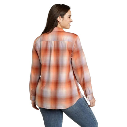 Burnt Orange - Back - Eddie Bauer Womens-Ladies Firelight Flannel Shirt