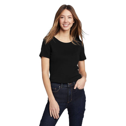 Black - Front - Eddie Bauer Womens-Ladies Favorite Crew Neck T-Shirt