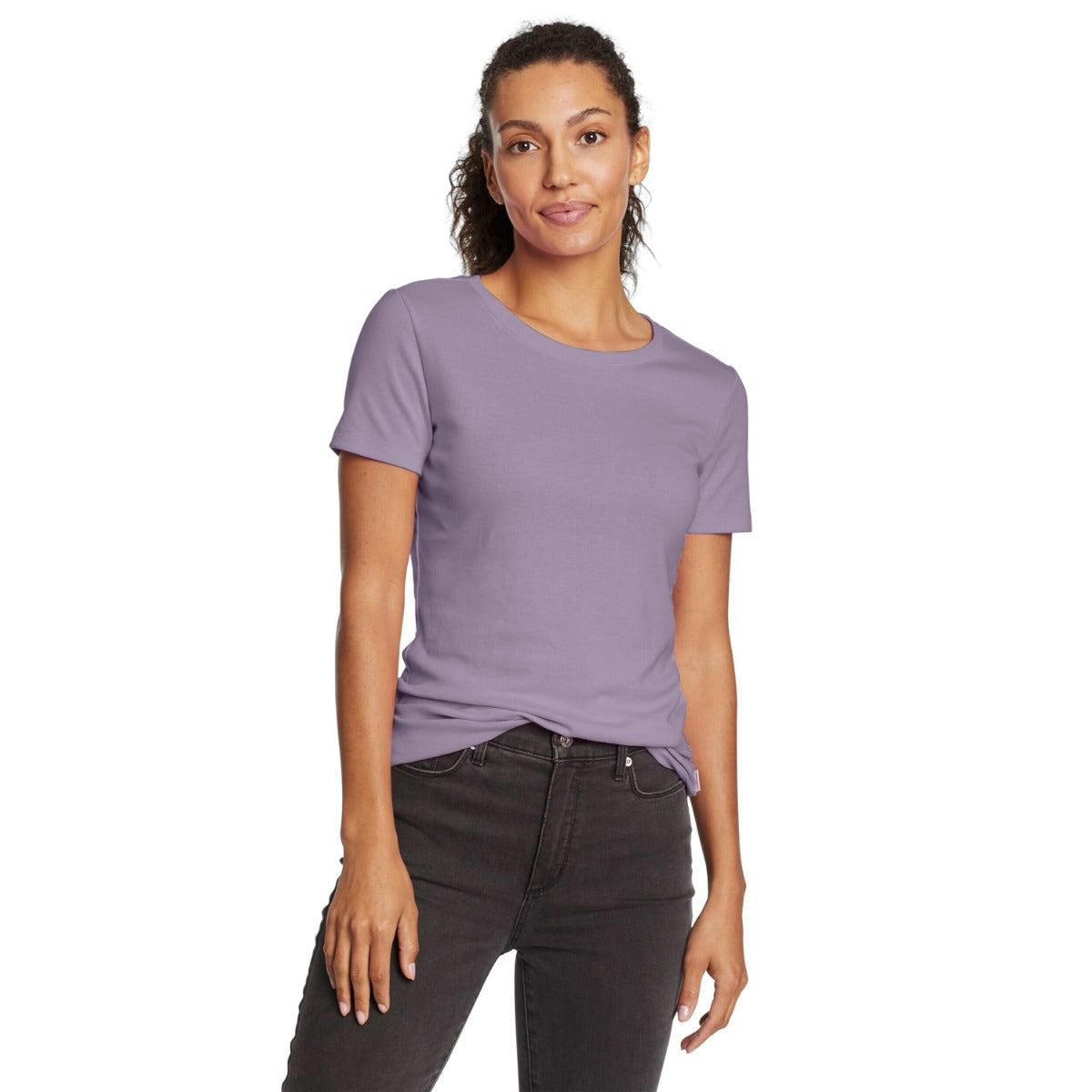 Dusty Lilac - Front - Eddie Bauer Womens-Ladies Favorite Crew Neck T-Shirt