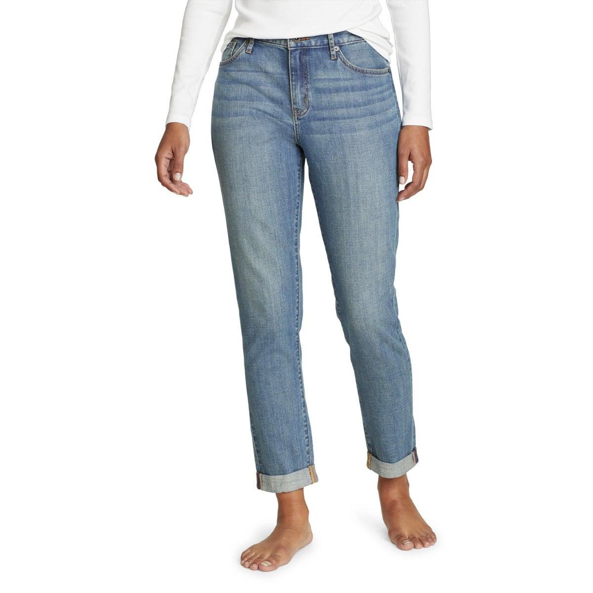 Washed Indigo - Front - Eddie Bauer Womens-Ladies Boyfriend Jeans