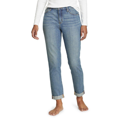 Washed Indigo - Front - Eddie Bauer Womens-Ladies Boyfriend Jeans