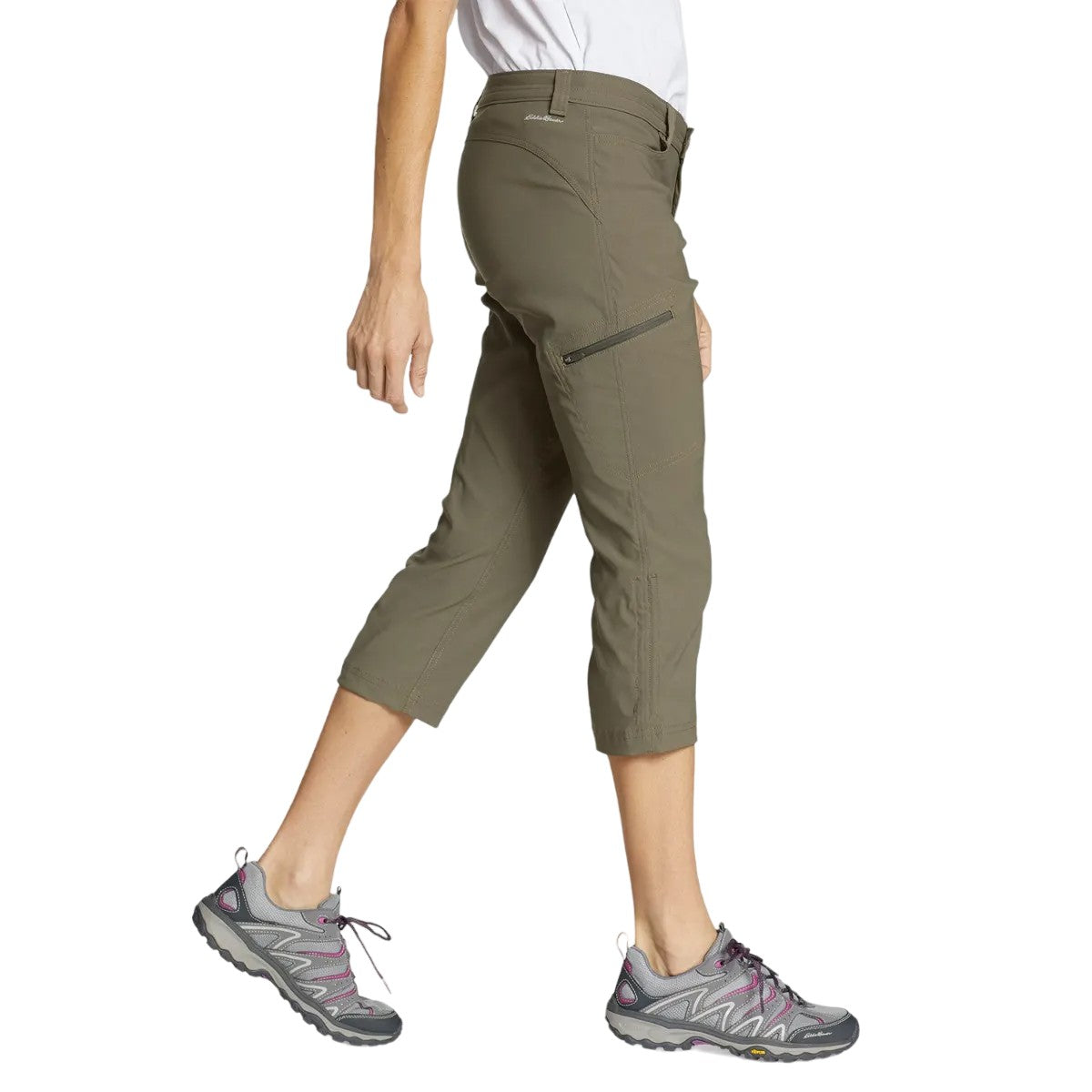 Slate Green - Side - Eddie Bauer Womens-Ladies Guide Capri Trousers