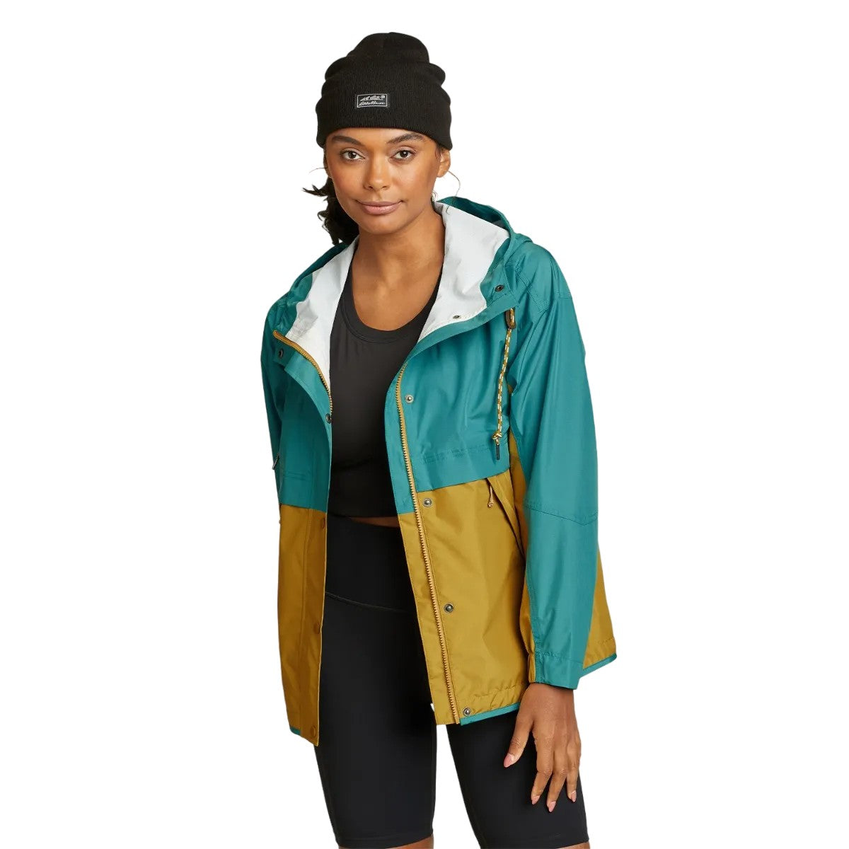 Dusty Jade - Side - Eddie Bauer Womens-Ladies Rainpac Colour Block Waterproof Jacket