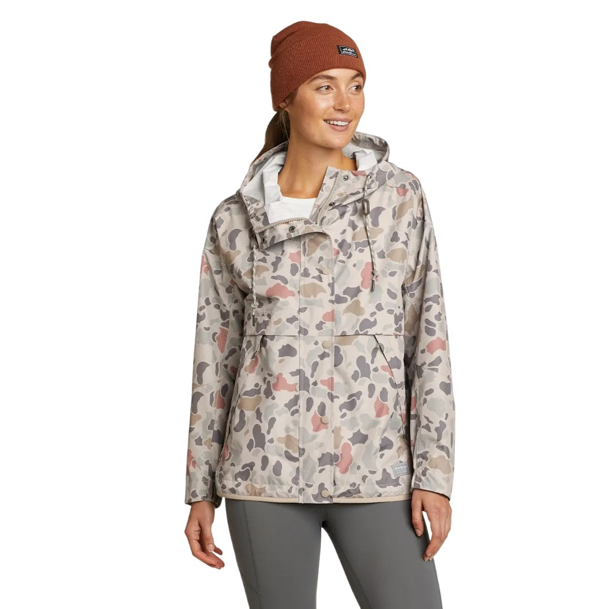 Pumice - Side - Eddie Bauer Womens-Ladies Rainpac Abstract Waterproof Jacket