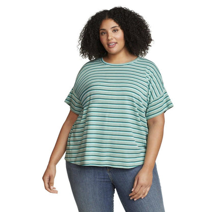 Dragonfly - Front - Eddie Bauer Womens-Ladies Favorite Stripe Drop Shoulder Short-Sleeved T-Shirt