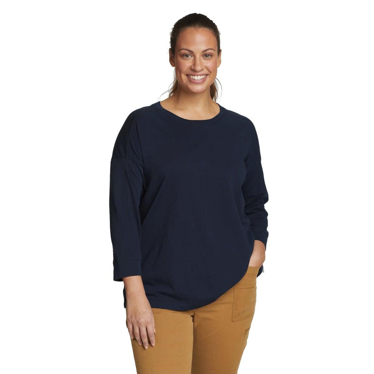 Atlantic - Front - Eddie Bauer Womens-Ladies Everyday Essentials Novelty 3-4 Sleeve T-Shirt