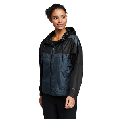 Black - Front - Eddie Bauer Womens-Ladies Momentum Colour Block UPF 50+ Full Zip Hoodie