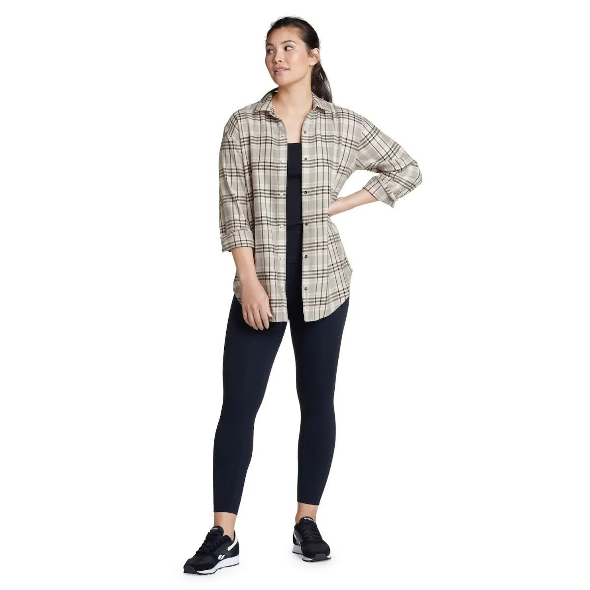 Frost Gray - Back - Eddie Bauer Womens-Ladies Fremont Flannel Shirt